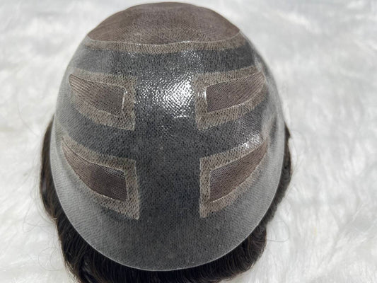 Fine Mono Hair Replacement Systems with PU Gauze Perimeter and Lace Front