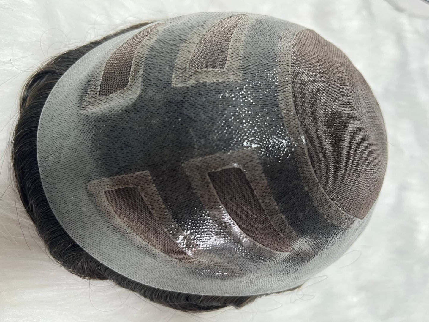 Fine Mono Hair Replacement Systems with PU Gauze Perimeter and Lace Front