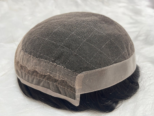 Men’s Lace Hair System with PU Back & Sides – Breathable & Durable Design