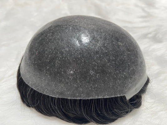 Mens Toupees 0.10–0.12mm Thick Transparent Skin Durable Base Single Knot Hair Unit