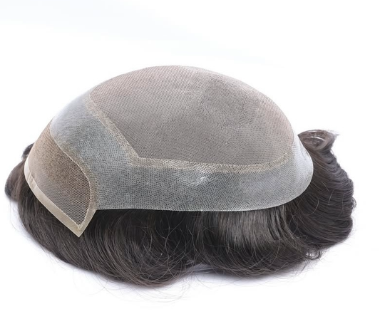 Fine Mono Base Hair System with Clear PU Perimeter and Lace Front Toupee For Men