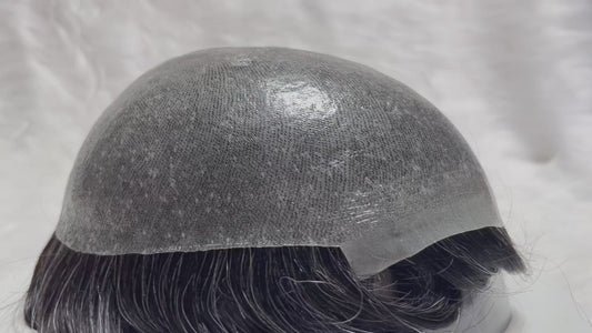 Mens Toupees 0.10–0.12mm Thick Transparent Skin Durable Base Single Knot Hair Unit