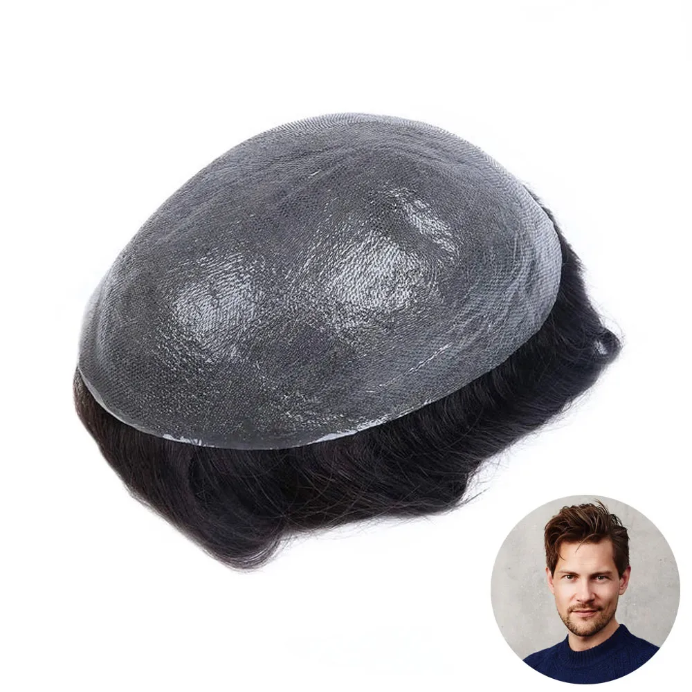 getmehair 0.04-0.06mm super thin skin toupee for men featuring 100% natural human hair density