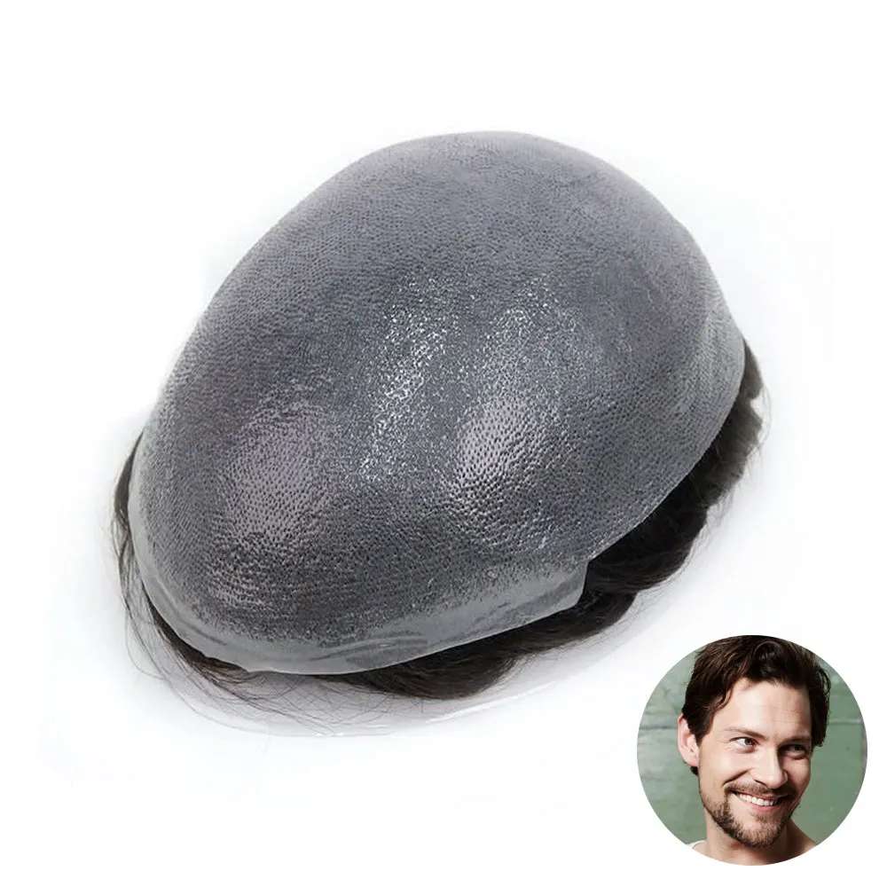 0.08mm to 0.10mm transparent full poly skin base on getmehair easy maintenance men hair system