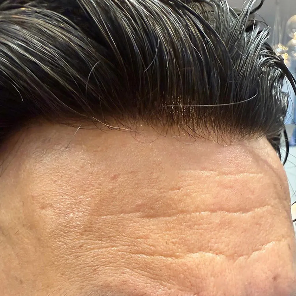 Bleached knots lace front hairline on silk base toupee
