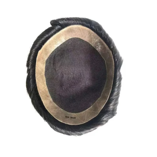 getmehair French lace center toupee with poly perimeter featuring 130% medium density Indian human hair