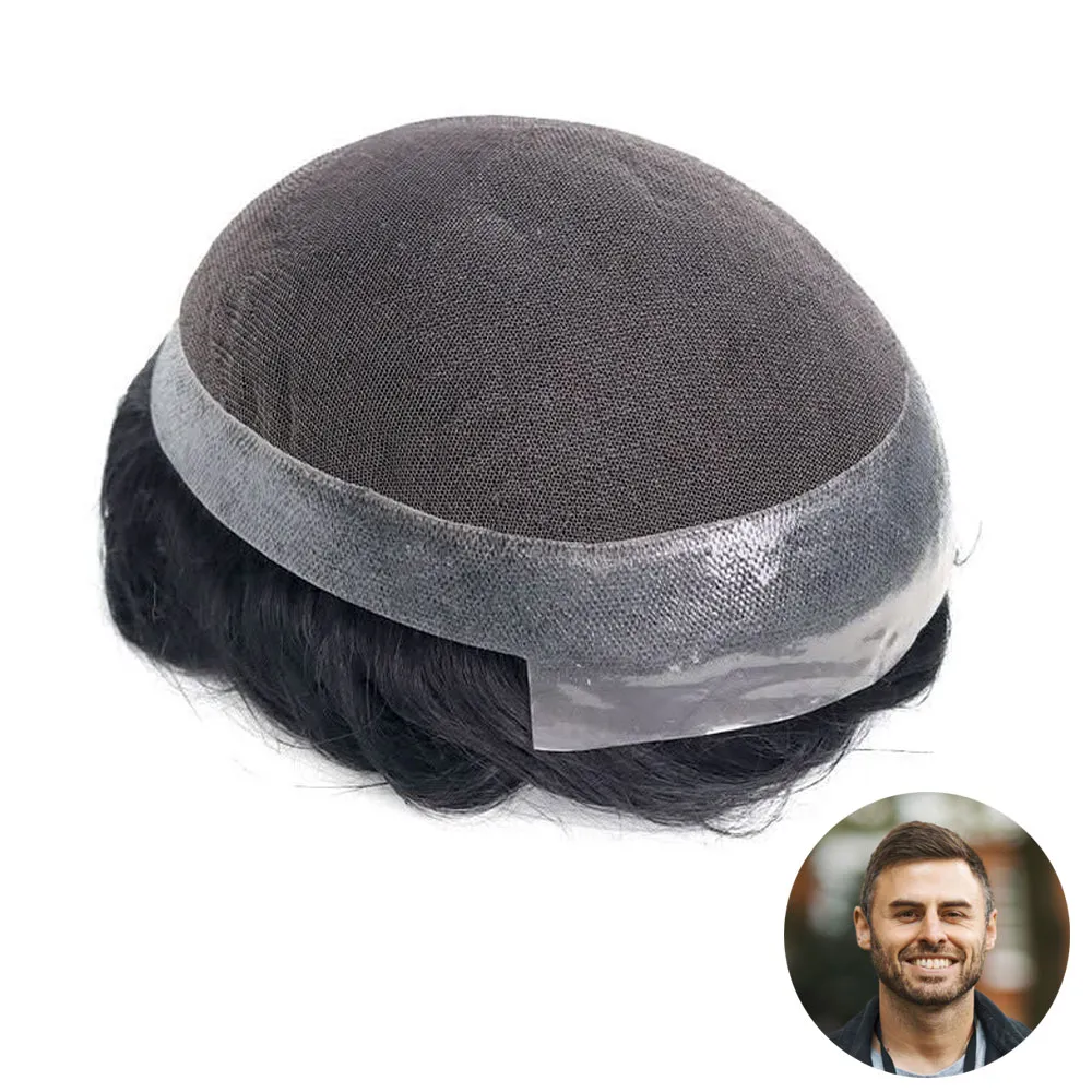 getmehair french lace toupee with poly perimeter for active men