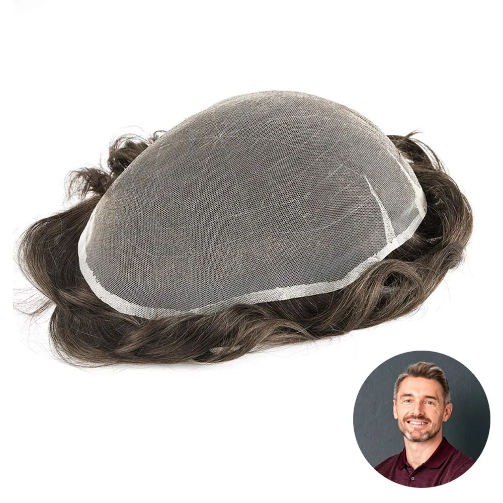 getmehair full swiss lace toupee with bleached front hairline for men