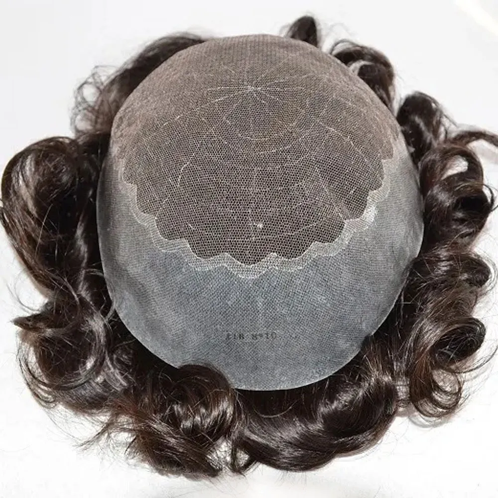 Base structure of getmehair french lace toupee with poly sides showing lace center and stitching