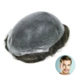 getmehair Injection Hair System – 8" Medium Long Indian Remy Hair 0.06-0.08mm Knotless Skin Toupee