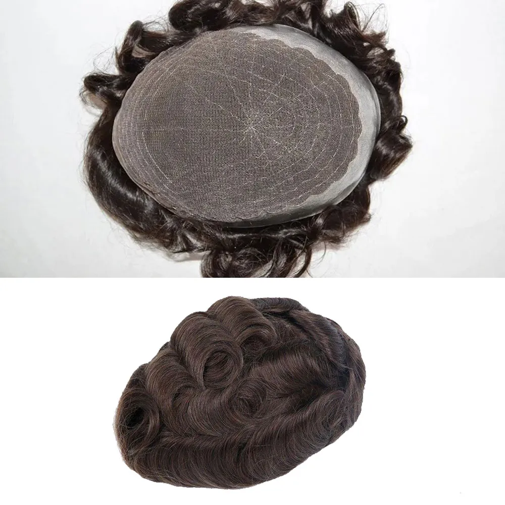 Natural 30mm wave texture and hairline on getmehair french lace toupee with poly sides