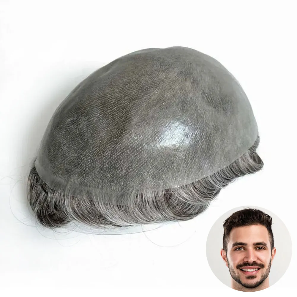 thin skin v loop toupee with 0.06-0.08mm transparent poly base by getmehair